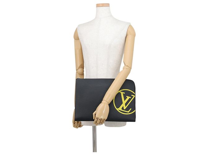 Pochette Louis Vuitton en cuir Epi Noir Jaune - vue 4