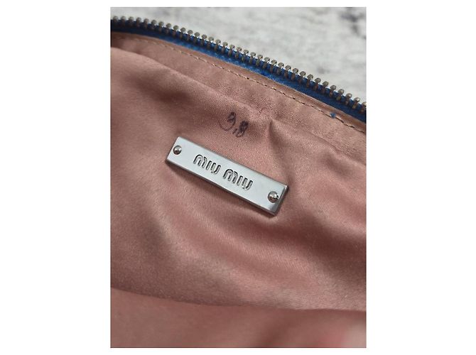 Borsa a mano Miu Miu in pelle blu borchiata - vista 13