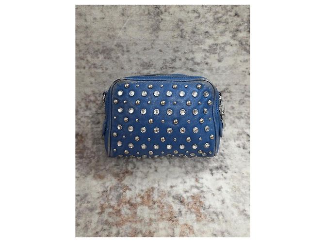 Borsa a mano Miu Miu in pelle blu borchiata - vista 5