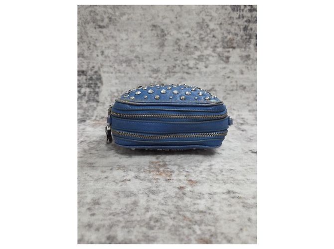 Borsa a mano Miu Miu in pelle blu borchiata - vista 6