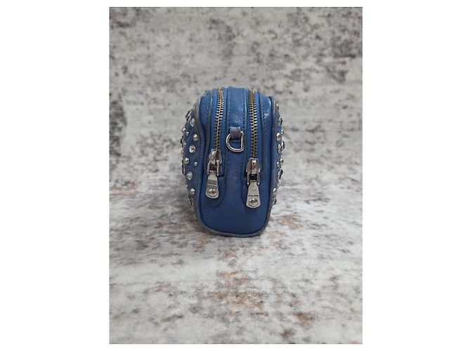 Borsa a mano Miu Miu in pelle blu borchiata - vista 7