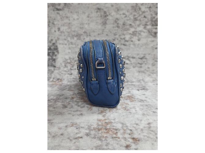 Borsa a mano Miu Miu in pelle blu borchiata - vista 8