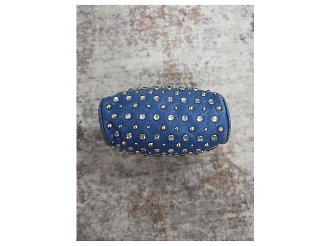 Borsa a mano Miu Miu in pelle blu borchiata - vista 9