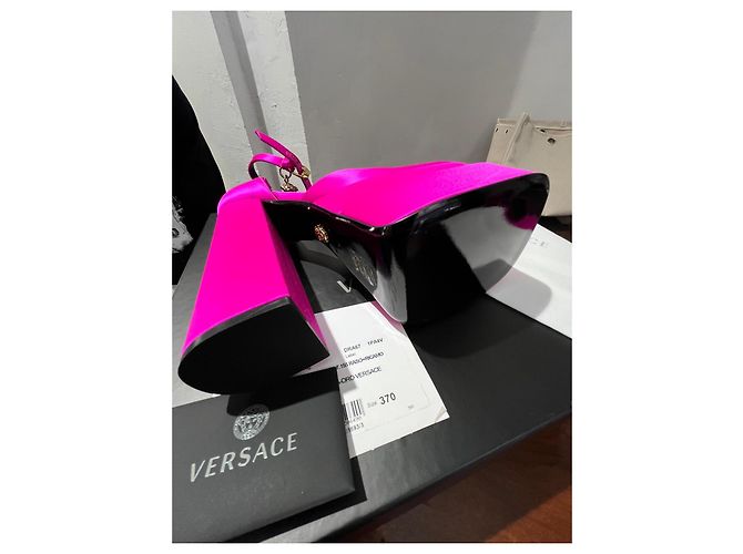 Décolleté Versace Medusa Aevitas in raso fucsia Rosa - vista 6