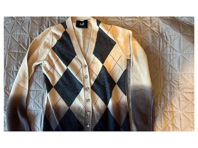 Dolce & Gabbana Argyle Cardigan Braun Beige Anthrazitgrau - Ansicht 6