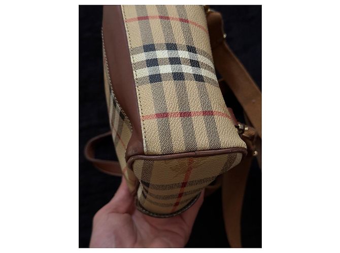 Zaino Burberry Haymarket Check Marrone Nero Bianco Rosso Beige - vista 12