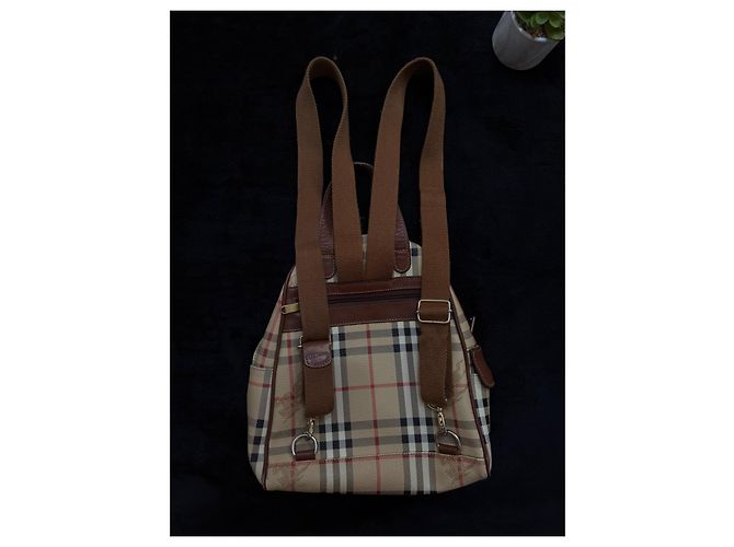 Zaino Burberry Haymarket Check Marrone Nero Bianco Rosso Beige - vista 6