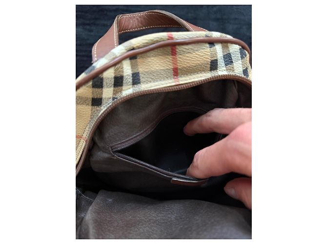 Zaino Burberry Haymarket Check Marrone Nero Bianco Rosso Beige - vista 9