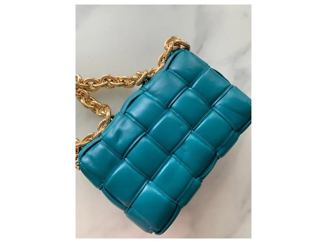 Borsa Bottega Veneta Cassette in pelle intrecciata Turchese - vista 3
