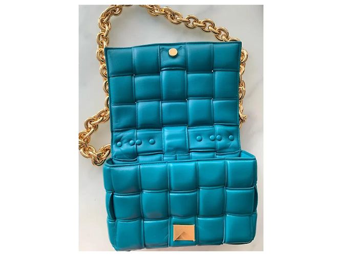 Borsa Bottega Veneta Cassette in pelle intrecciata Turchese - vista 4