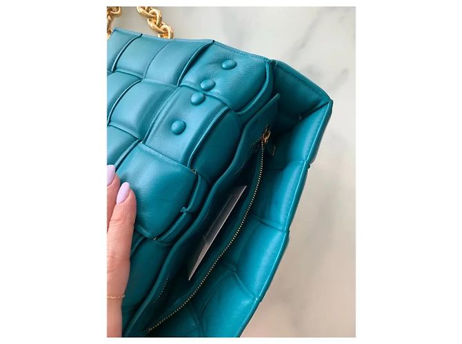 Borsa Bottega Veneta Cassette in pelle intrecciata Turchese - vista 8