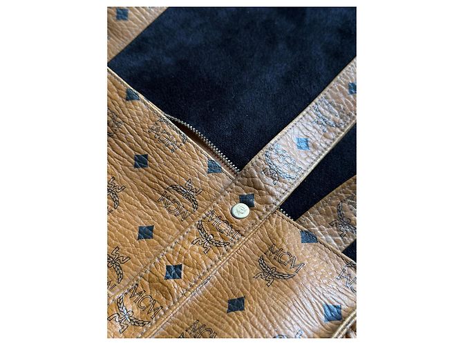MCM Visetos Borsa Tote in Pelle Marrone - vista 3