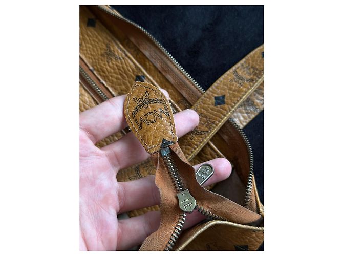 MCM Visetos Borsa Tote in Pelle Marrone - vista 4