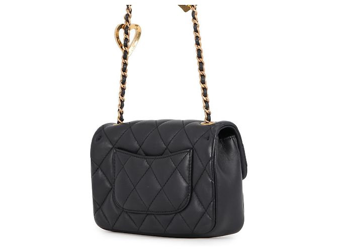Borsa a tracolla Chanel Mini Matelassé in pelle d'agnello Nero - vista 2