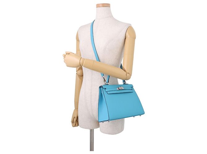 Hermès Borsa Hermes Kelly 25 in pelle Epsom Blue Nord - vista 5