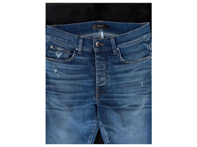 Jeans Slim Distressed Amiri da uomo Blu - vista 2