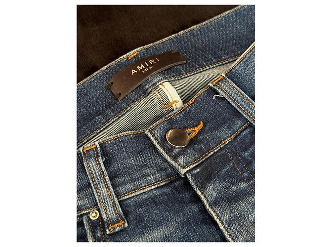 Jeans Slim Distressed Amiri da uomo Blu - vista 3