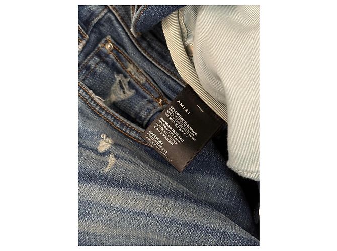 Jeans Slim Distressed Amiri da uomo Blu - vista 6