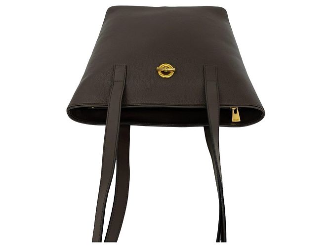 Céline Celine Leder-Tote-Bag mit kreisförmigem Logo Braun - Ansicht 4