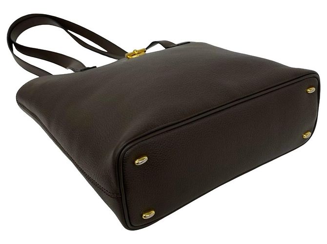 Céline Celine Leder-Tote-Bag mit kreisförmigem Logo Braun - Ansicht 7