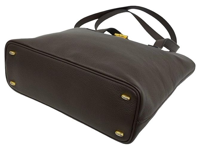 Céline Celine Leder-Tote-Bag mit kreisförmigem Logo Braun - Ansicht 8