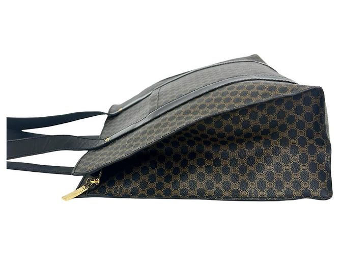 Edge Céline CELINE Vintage Macadam Leder Tote Bag Braun Schwarz - Ansicht 5