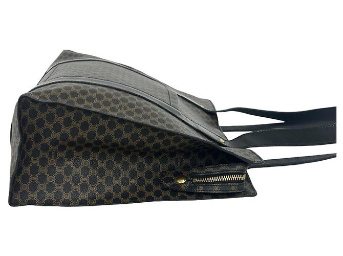 Edge Céline CELINE Vintage Macadam Leder Tote Bag Braun Schwarz - Ansicht 6