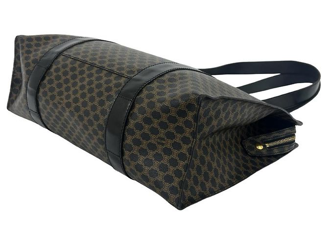 Edge Céline CELINE Vintage Macadam Leder Tote Bag Braun Schwarz - Ansicht 8