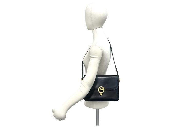 Céline Sac à épaule en cuir Celine Vintage avec logo calèche Noir - vue 2