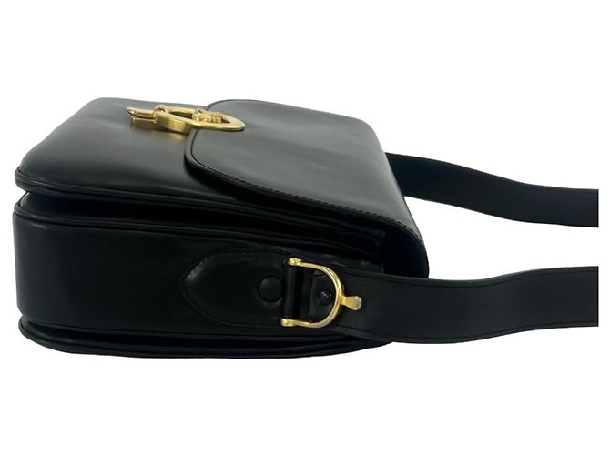Céline Sac à épaule en cuir Celine Vintage avec logo calèche Noir - vue 6