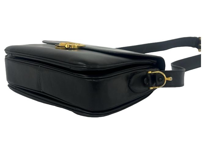 Céline Sac à épaule en cuir Celine Vintage avec logo calèche Noir - vue 8