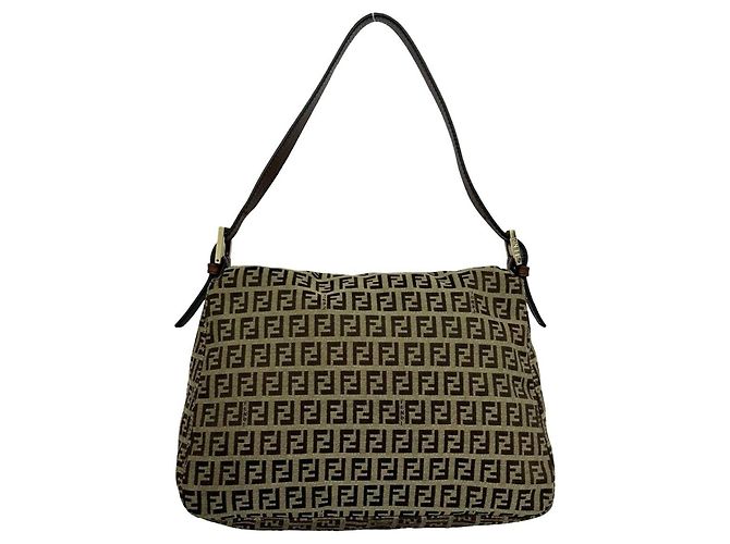 Borsa a tracolla Fendi Mamma Bucket Zucchino FF Pattern Semi Marrone - vista 3