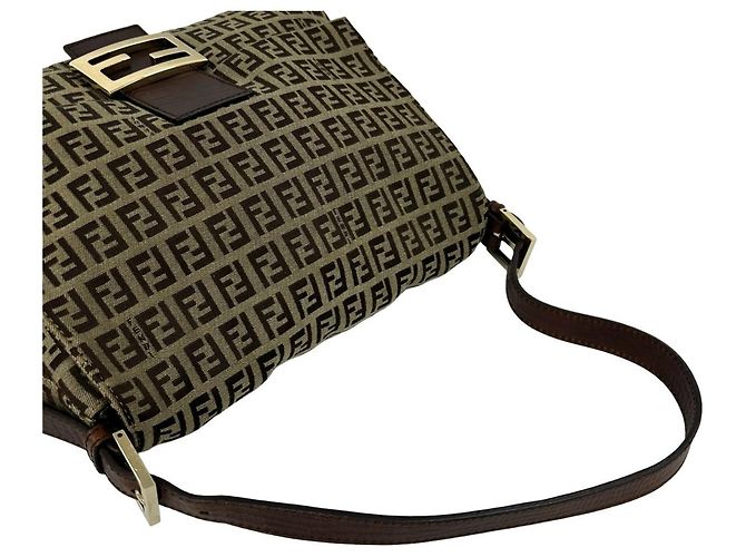 Borsa a tracolla Fendi Mamma Bucket Zucchino FF Pattern Semi Marrone - vista 4