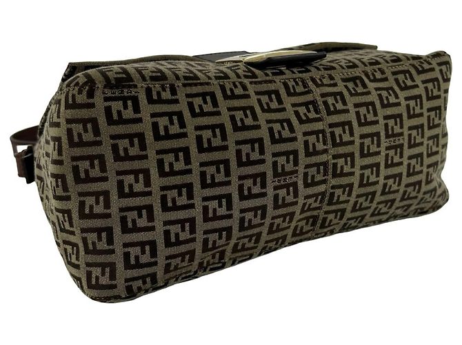 Borsa a tracolla Fendi Mamma Bucket Zucchino FF Pattern Semi Marrone - vista 7