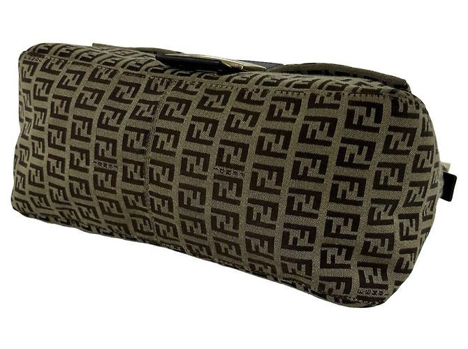 Borsa a tracolla Fendi Mamma Bucket Zucchino FF Pattern Semi Marrone - vista 8