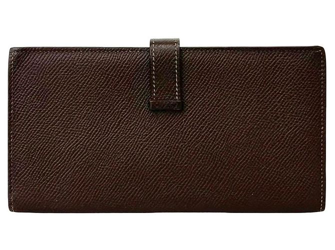 Hermès Cartera larga bi-fold Hermes Bearn Soufflé Castaño - vista 2