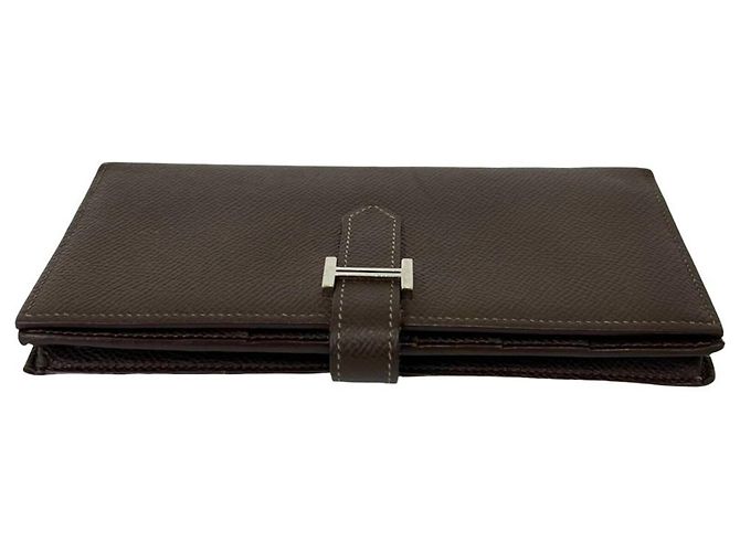 Hermès Cartera larga bi-fold Hermes Bearn Soufflé Castaño - vista 3