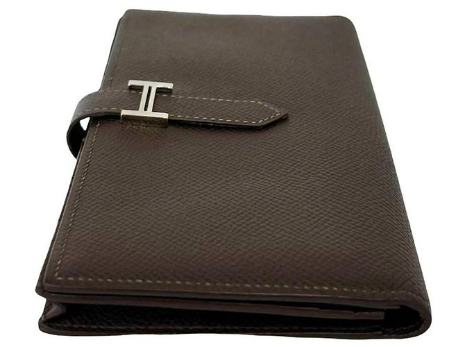 Hermès Cartera larga bi-fold Hermes Bearn Soufflé Castaño - vista 4