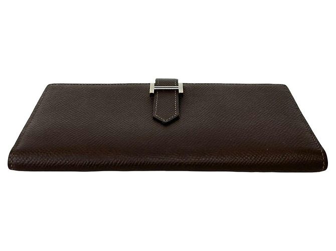 Hermès Cartera larga bi-fold Hermes Bearn Soufflé Castaño - vista 6