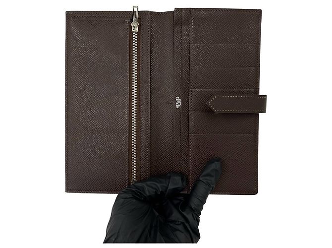 Hermès Cartera larga bi-fold Hermes Bearn Soufflé Castaño - vista 7