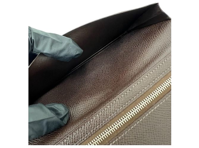 Hermès Cartera larga bi-fold Hermes Bearn Soufflé Castaño - vista 8