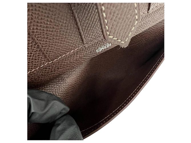 Hermès Cartera larga bi-fold Hermes Bearn Soufflé Castaño - vista 9