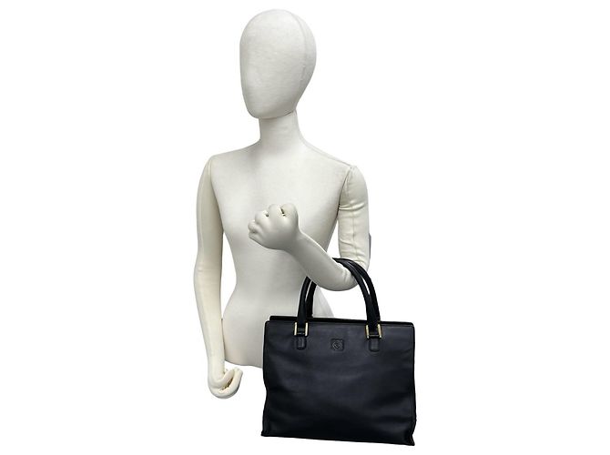 Loewe Vintage Anagram Logo Geprägte Leder Tote Bag Schwarz - Ansicht 2