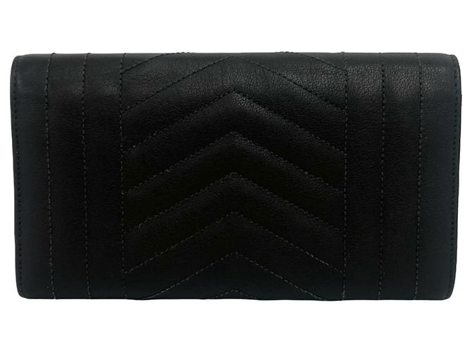 Cassandra Cartera larga de cuero gris Yves Saint Laurent Castaño - vista 2
