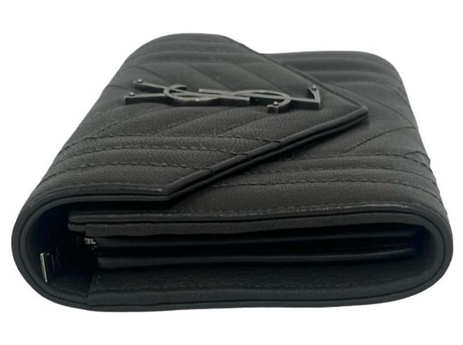 Cassandra Cartera larga de cuero gris Yves Saint Laurent Castaño - vista 4