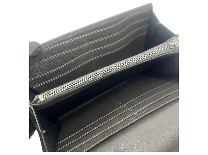 Cassandra Cartera larga de cuero gris Yves Saint Laurent Castaño - vista 7