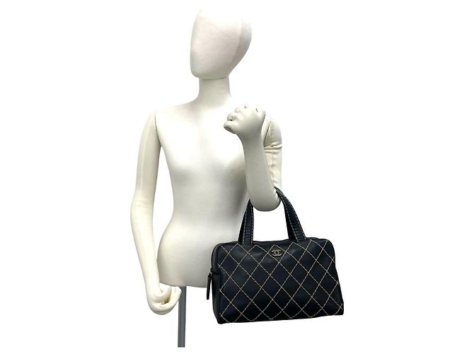 Timeless Borsa Chanel Coco Mark Wild Stitch in lambskin Nero - vista 2