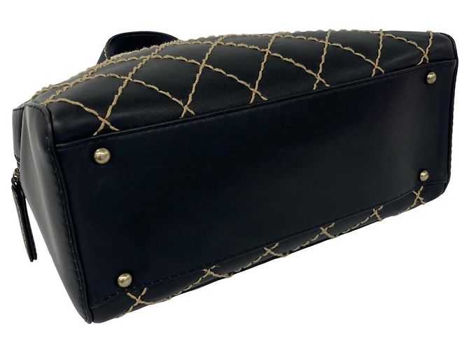 Timeless Borsa Chanel Coco Mark Wild Stitch in lambskin Nero - vista 7