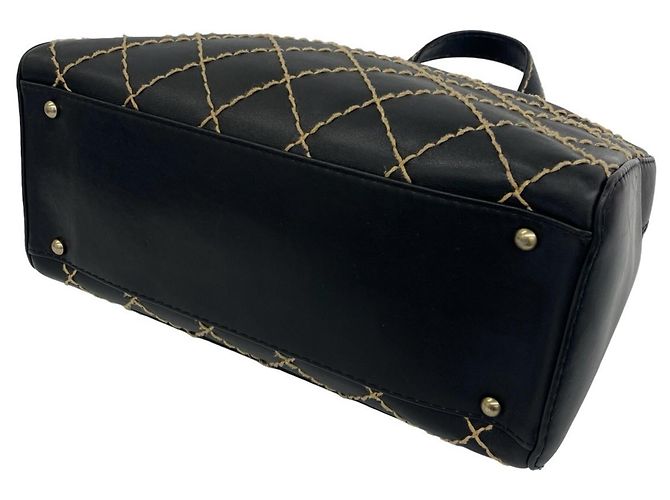 Timeless Borsa Chanel Coco Mark Wild Stitch in lambskin Nero - vista 8