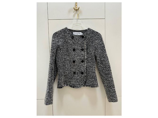 Giacca in tweed bianca e nera Christian Dior Sz.38 usata - vista 3